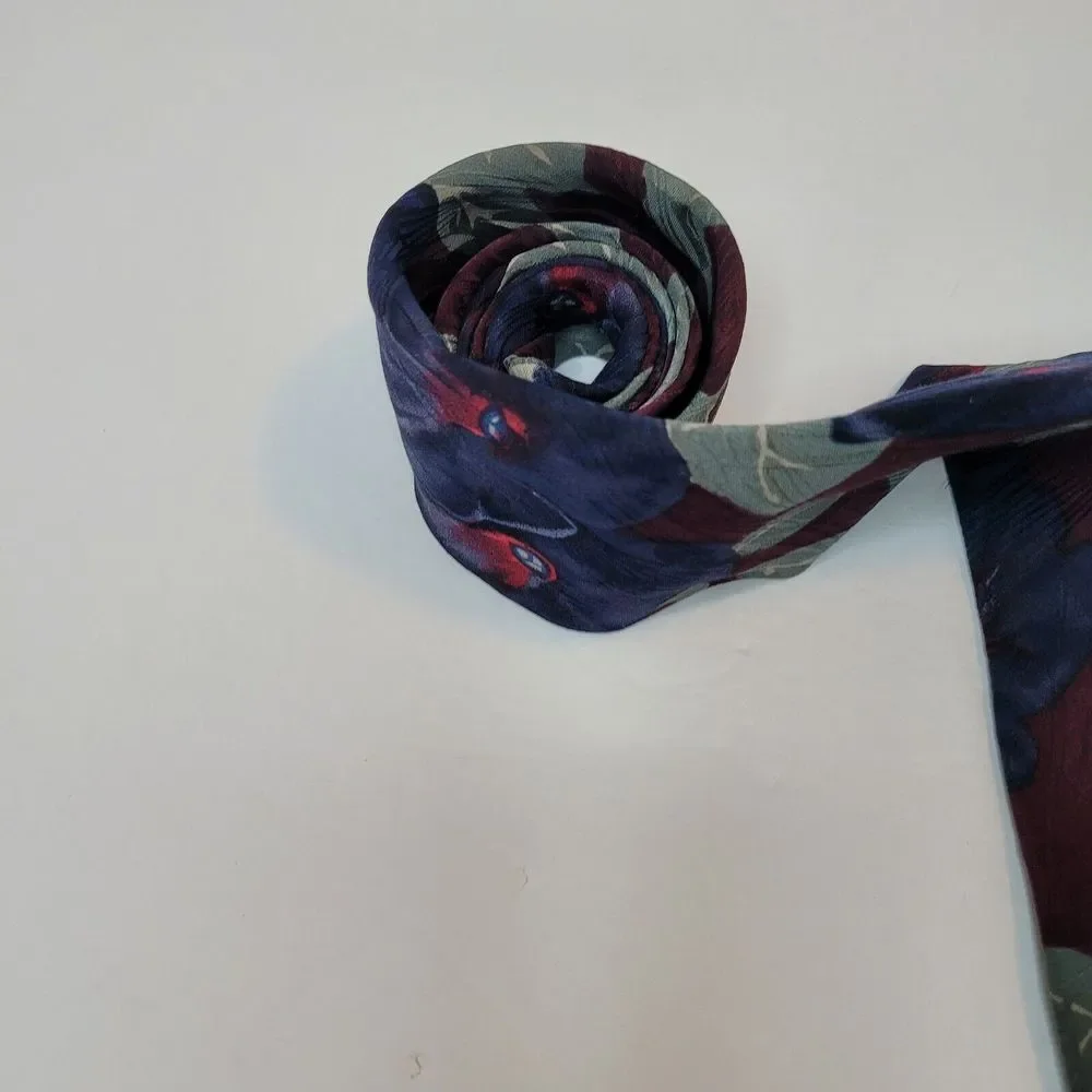 Abercrombie & Fitch Men's Blue, Green, Maroon Floral Print 100% Silk Made In USA